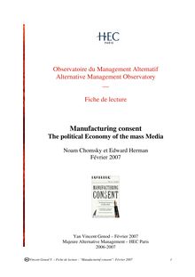 Manufacturing consent, the political Economy of the mass media - de Noam Chomsky et Edward Herman