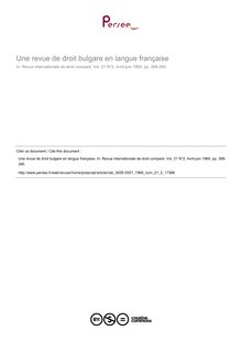 Une revue de droit bulgare en langue française - compte-rendu ; n°2 ; vol.21, pg 389-390