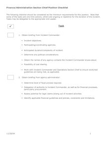 Finance administration section chief position checklist