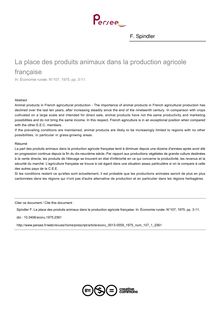 La place des produits animaux dans la production agricole française - article ; n°1 ; vol.107, pg 3-11