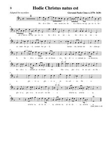 Partition basse enregistrement , Hodie Christus natus est, G minor