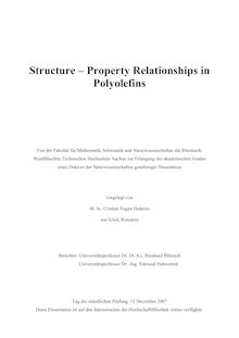 Structure-property relationships in polyolefins [Elektronische Ressource] / vorgelegt von Cristian Eugen Hedesiu