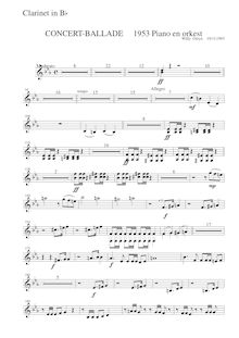 Partition clarinette, Ballade voor piano en orkest, Ostijn, Willy