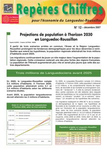 Projections de population à l horizon 2030 en Languedoc-Roussillon - Région et départements
