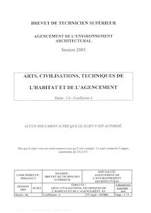 Arts, civilisation et techniques de l'habitat et de l'agencement 2005 BTS Agencement de l'environnement architectural