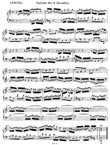 Partition No.1 en C major (alternate), BWV 772a; cropped, 15 Inventions