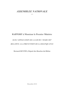 Rapport à Monsieur le Premier Ministre sur l application de la loi du 5 mars 2007 relative à la prévention de la délinquance