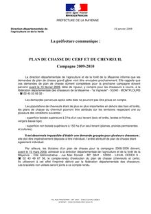 La préfecture communique : PLAN DE CHASSE DU CERF ET DU CHEVREUIL ...