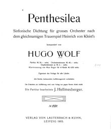 Partition complète, Penthesilea, Wolf, Hugo