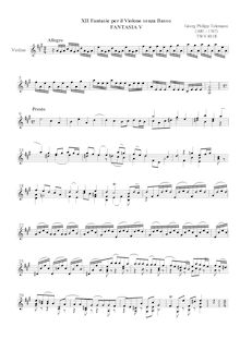 Partition Fantasia No.5, 12 fantaisies pour violon without basse, TWV 40:14-25