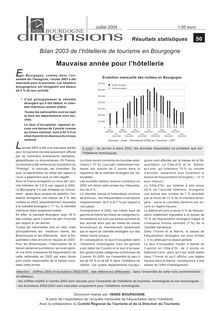 Bilan 2003 de l hôtellerie homologuée de tourisme en Bourgogne : mauvaise année pour l hôtellerie