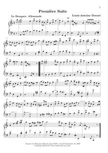 Partition  No.1 en A minor, Pièces de clavecin, Dornel, Antoine