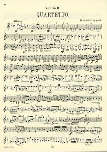 Partition violon 2, corde quatuor No.14, Death and the Maiden, D minor par Franz Schubert