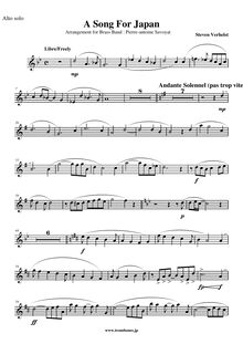Partition Solo Alto cor (E♭), A Song pour Japan, Verhelst, Steven
