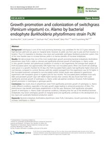 Growth promotion and colonization of switchgrass (Panicum virgatum) cv. Alamo by bacterial endophyte Burkholderia phytofirmans strain PsJN