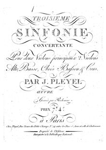 Partition violons I, Sinfonie concertante No.3, A major, Pleyel, Ignaz