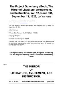 The Mirror of Literature, Amusement, and Instruction - Volume 12, No. 331, September 13, 1828
