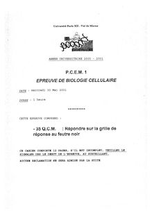 Biologie Cellulaire 2001 Université Paris 12