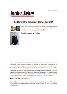 Le Duffs offre Timothy s Coffee aux USA