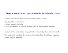 Wave propagation and time reversal in the parabolic regime