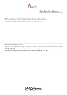 Bibliographie analytique de la langue française  ; n°1 ; vol.10, pg 1082-1148