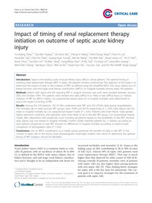 Impact of timing of renal replacement therapy initiation on outcome of septic acute kidney injury