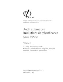 Audit externe des institutions de microfinance - Guide pratique