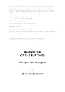 Daughters of the Puritans - A Group of Brief Biographies