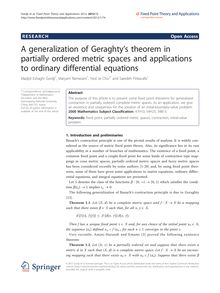 A generalization of Geraghty s theorem in partially ordered metric spaces and applications to ordinary differential equations