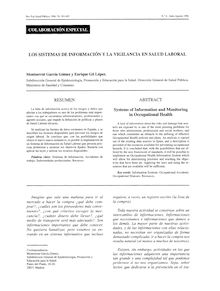 LOS SISTEMAS DE INFORMACIÓN Y LA VIGILANCIA EN SALUD LABORAL (Sytems of Information and Monitoring in Occupational Health)