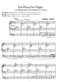 Partition , Rhapsodie (on Christmas chants), 10 pièces pour orgue