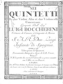 Partition violoncelle 1, 6 corde quintettes, G.265-270, Boccherini, Luigi