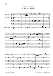 Partition complète, Canzon Quarta à , Due Canti e Due Bassi, Frescobaldi, Girolamo