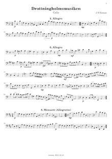 Partition violoncelles et Basses, Drottningholm Music, Roman, Johan Helmich