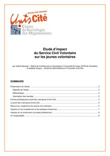 Etude d impact du Service Civil Volontaire sur les jeunes ...