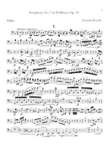 Partition violoncelles, Symphony No.7, Symfonie č.7, D minor, Dvořák, Antonín