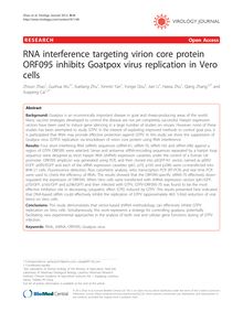 RNA interference targeting virion core protein ORF095 inhibits Goatpox virus replication in Vero cells