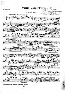 Partition de violon, violon Concerto, Wagner, Siegfried