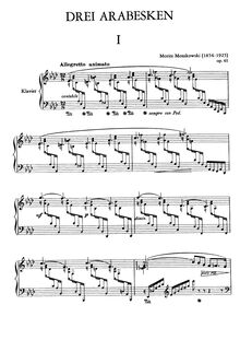 Partition complète, 3 Arabesques, Op.61, Moszkowski, Moritz