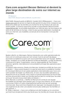 Care.com acquiert Besser Betreut et devient la plus large destination de soins sur internet au monde