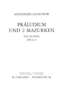 Partition complète, Prelude et 2 Mazurkas, Glazunov, Aleksandr