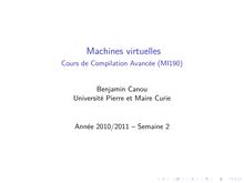  Machines virtuelles  - Cours de Compilation Avancée (MI190)