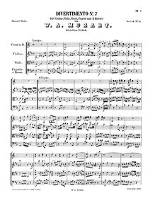 Partition complète, Divertimento, Divertimento No.7, D major, Mozart, Wolfgang Amadeus