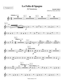Partition trompette 1 (C), 26 Variations on La Folia di Spagna, D minor