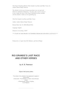 Rio Grande s Last Race & Other Verses