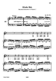 Partition No.1: Blinde Kuh, 8 chansons et chansons, Op.58, 8 Lieder und Gesänge