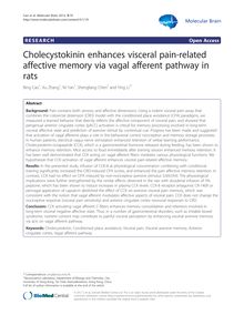 Cholecystokinin enhances visceral pain-related affective memory via vagal afferent pathway in rats