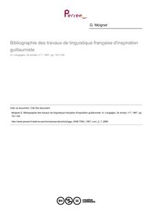 Bibliographie des travaux de linguistique française d inspiration guillaumiste  ; n°7 ; vol.2, pg 101-104