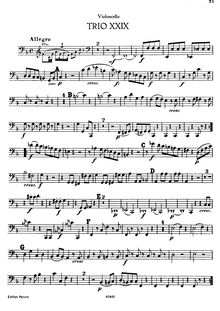 Partition de violoncelle, Piano Trio en F Major, Hob.XV:17
