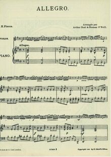 Partition violon et partition de piano,  No.1, Première suite, Fiocco, Joseph-Hector